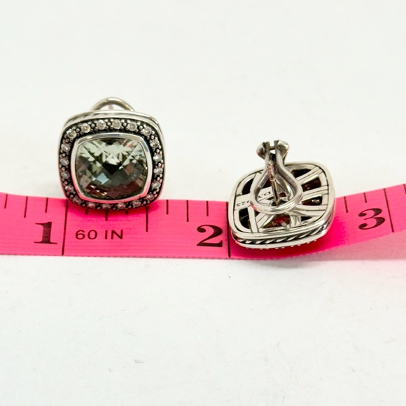 David Yurman Moonlight Ice Albion Prasiolite Diamond Earrings .925 - Picture 8 of 10